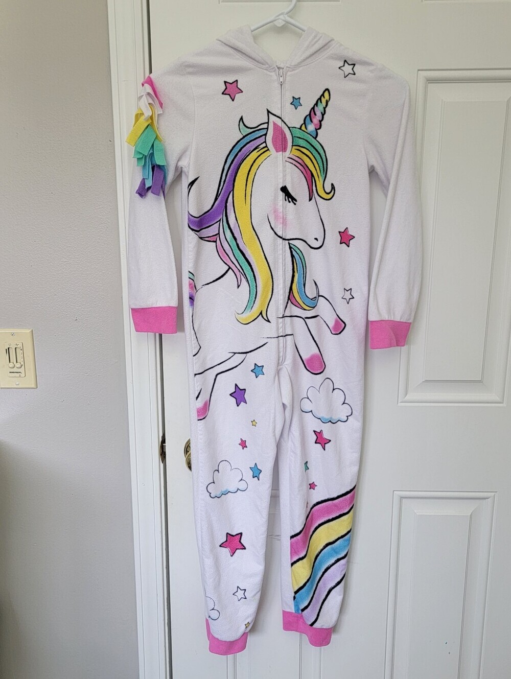 Stay Up Late Unicorn One Piece Half Zip Hooded Pajamas Size 8 Fantasy Magic